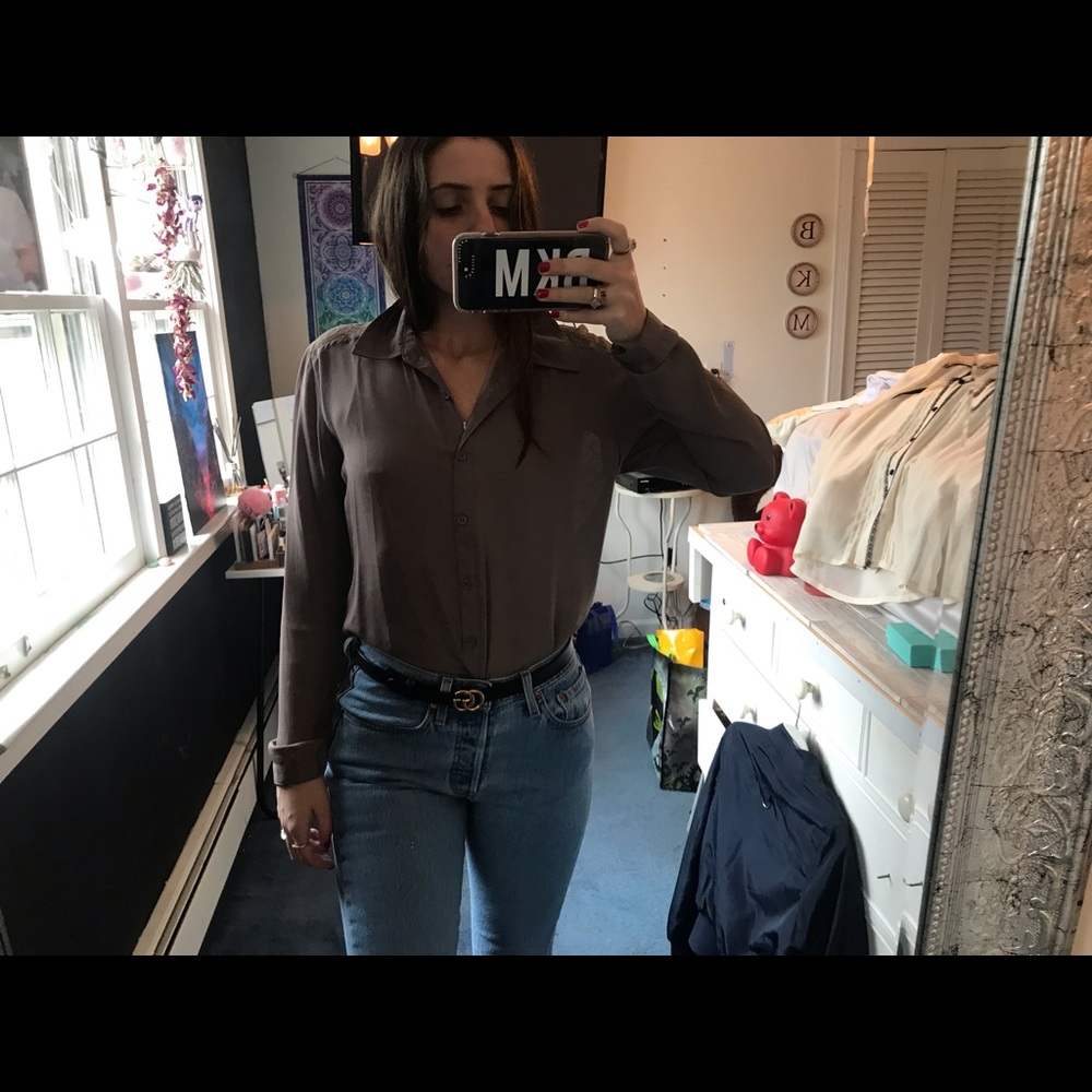 Brown blouse with lace back